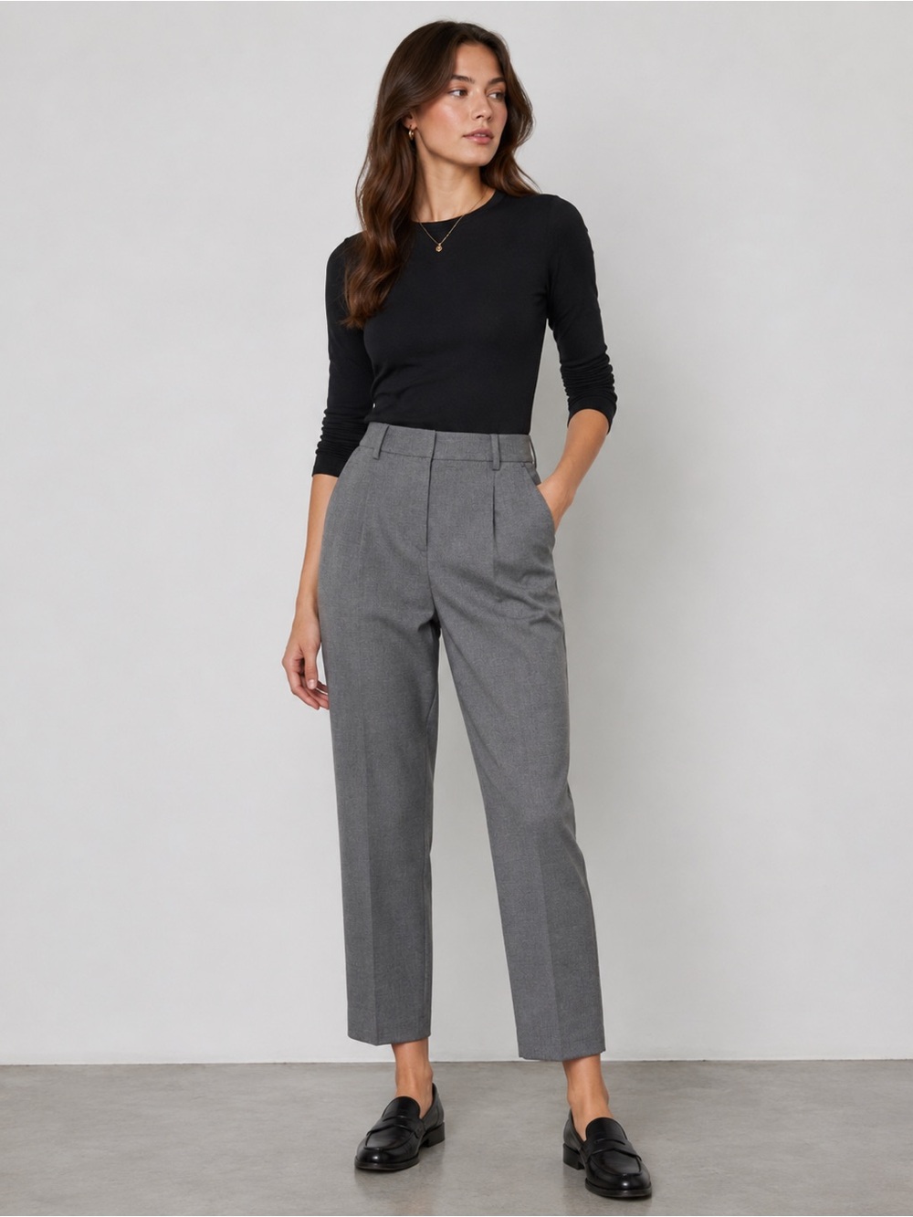 LOFT Women's Grey Pleated Dress Pants